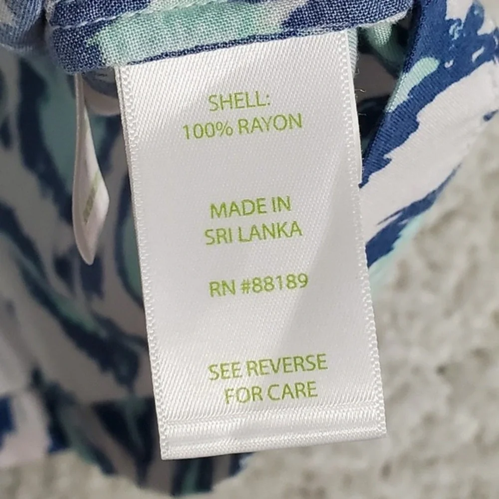 Lilly Pulitzer Sarasota Tunic Women XS Blue Mint Ikat Medallion‎ Split Neck Top - Picture 6 of 12